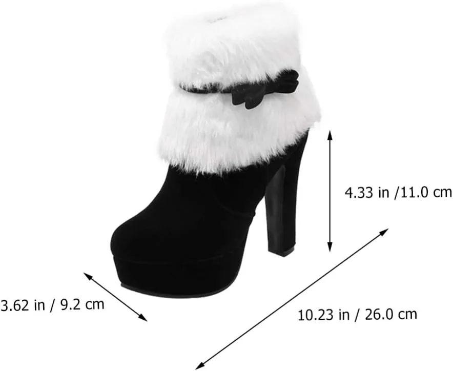 Winter High Heel Platform Boot Plush Shoes Zipper Closure Boot for Women