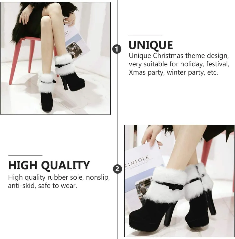 Winter High Heel Platform Boot Plush Shoes Zipper Closure Boot for Women