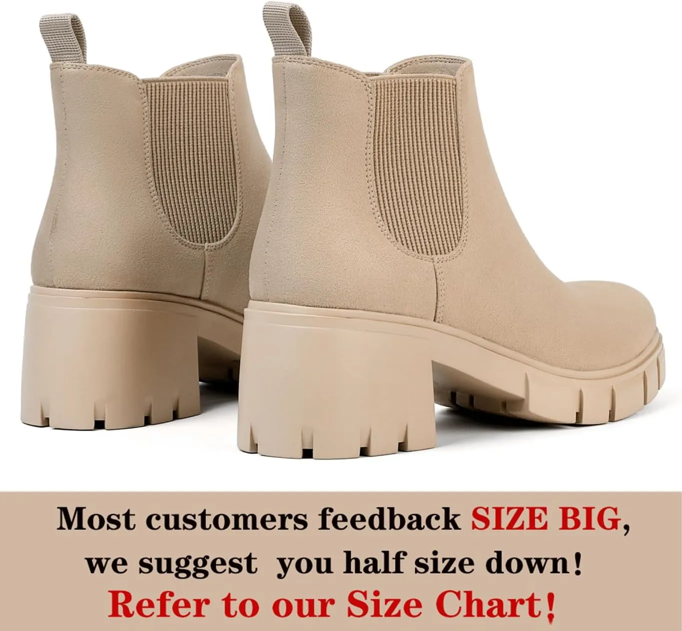 Women Chelsea Boots Comfortable Lug Sole Slip On Ankle Booties