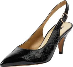 Women Graceful Mid Heel Slip on Slingback Pumps Adjustable Backstrap Buckle Pointed Toe Office Party Dress Shoes Size 4-16 US