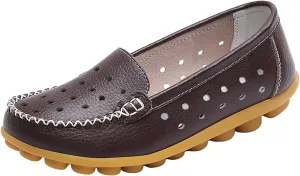 Women Shoes Fashionable Leather Shoes Hollow Breathable Single Shoes Loafers Casual Shoes Comfy Boots for Women
