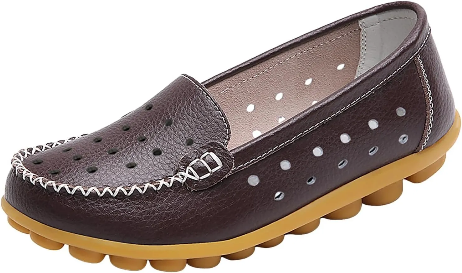Women Shoes Fashionable Leather Shoes Hollow Breathable Single Shoes Loafers Casual Shoes Comfy Boots for Women