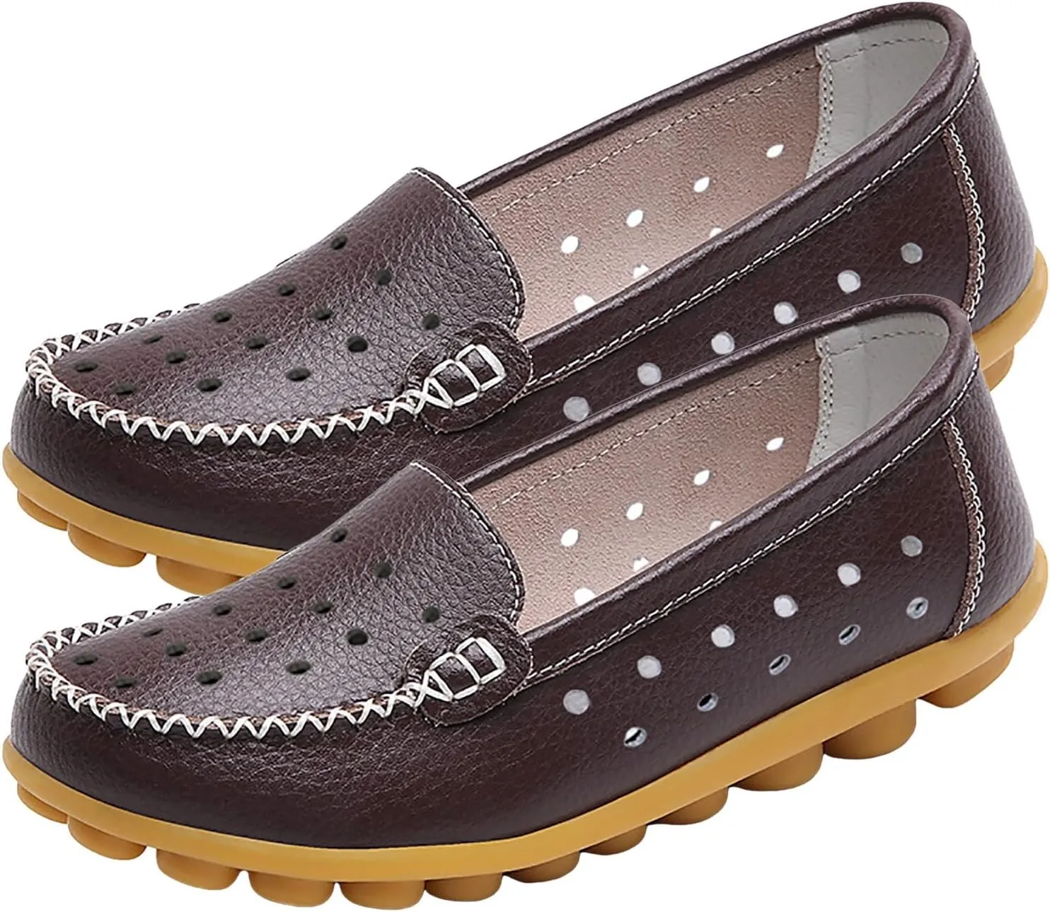 Women Shoes Fashionable Leather Shoes Hollow Breathable Single Shoes Loafers Casual Shoes Comfy Boots for Women