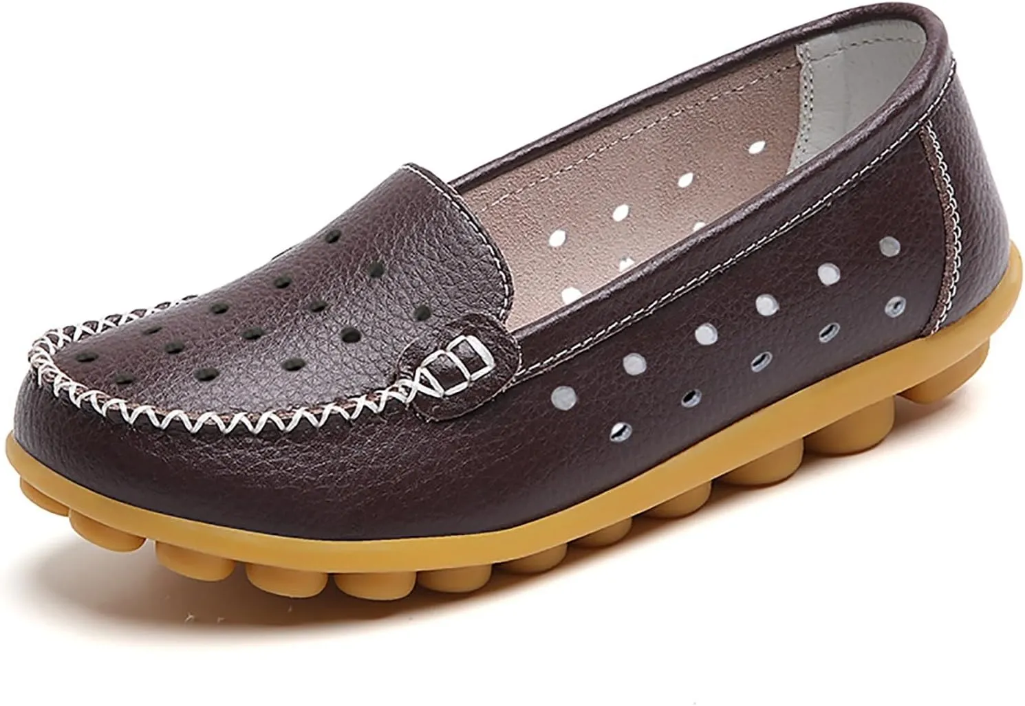 Women Shoes Fashionable Leather Shoes Hollow Breathable Single Shoes Loafers Casual Shoes Comfy Boots for Women