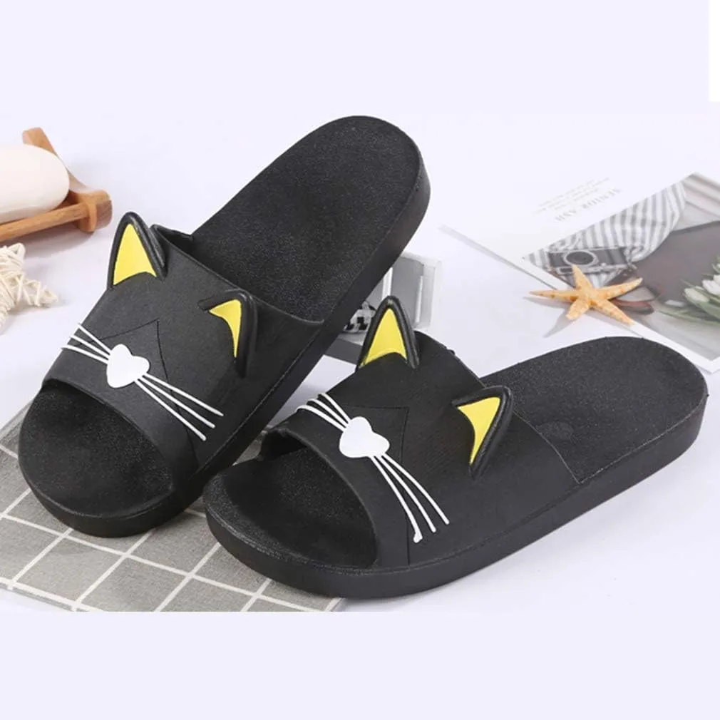 Women Shower Slippers Cat Ears Indoor Outdoor Pool Beach Bath Slides Sandals