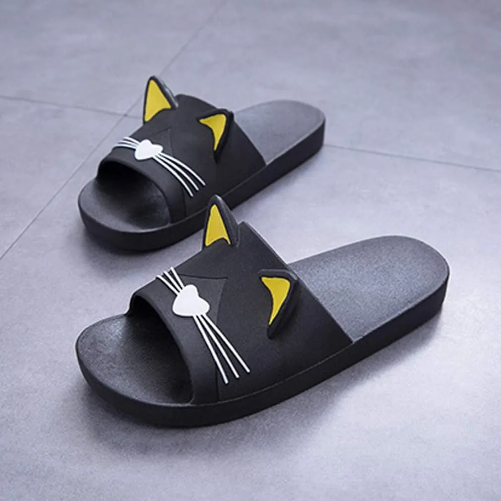 Women Shower Slippers Cat Ears Indoor Outdoor Pool Beach Bath Slides Sandals