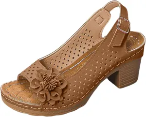 Women‘s Block Heel Sandals with Arch Support Orthopedic 2025 Open Toe Heeled Sandals Cut Out Geometric Low Summer Comfortable Sandal For Party Dress