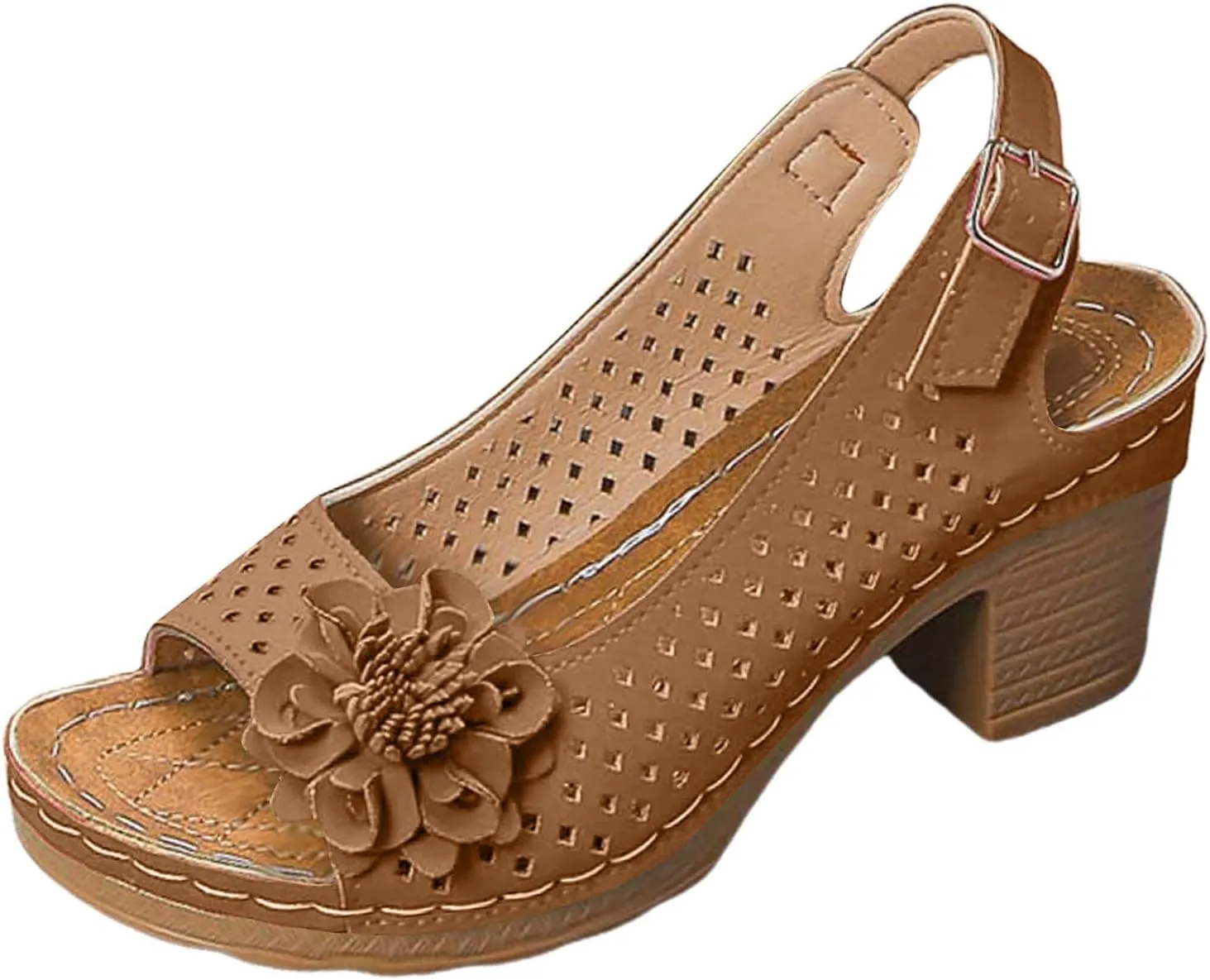 Women‘s Block Heel Sandals with Arch Support Orthopedic 2025 Open Toe Heeled Sandals Cut Out Geometric Low Summer Comfortable Sandal For Party Dress
