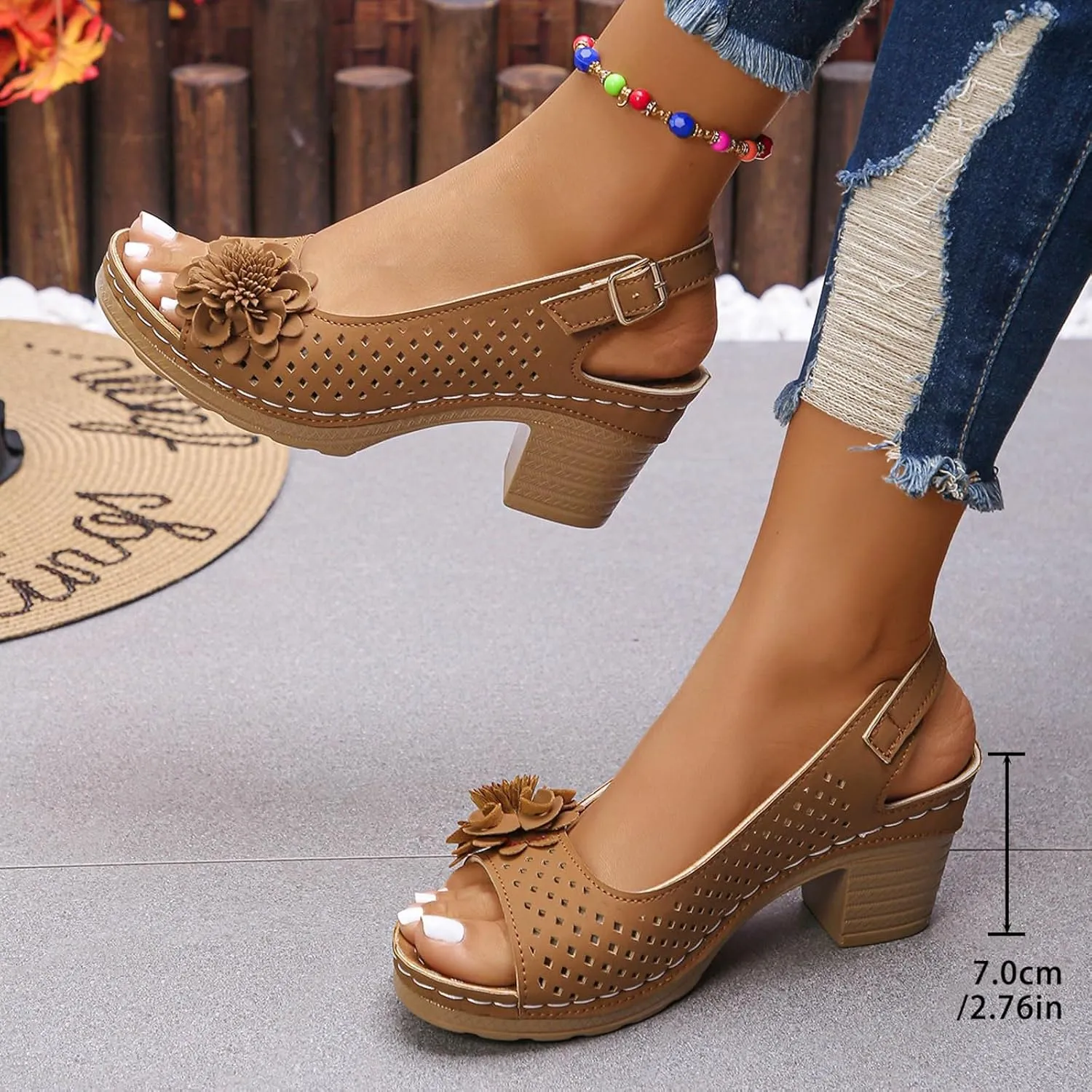 Women‘s Block Heel Sandals with Arch Support Orthopedic 2025 Open Toe Heeled Sandals Cut Out Geometric Low Summer Comfortable Sandal For Party Dress