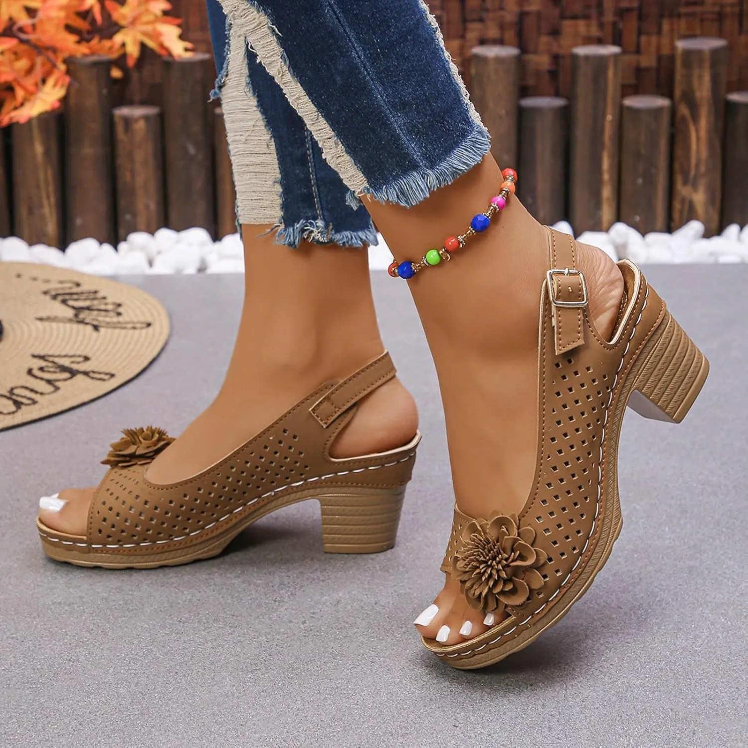 Women‘s Block Heel Sandals with Arch Support Orthopedic 2025 Open Toe Heeled Sandals Cut Out Geometric Low Summer Comfortable Sandal For Party Dress