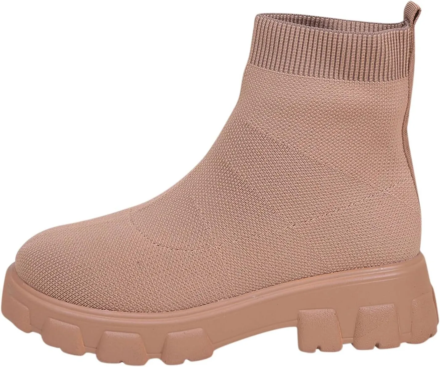 Womens Booties Low Heel Knit Boots Platform Ankle Boots Women's Boots Elastic Platform Ankle Booties Chunky Heel Boots