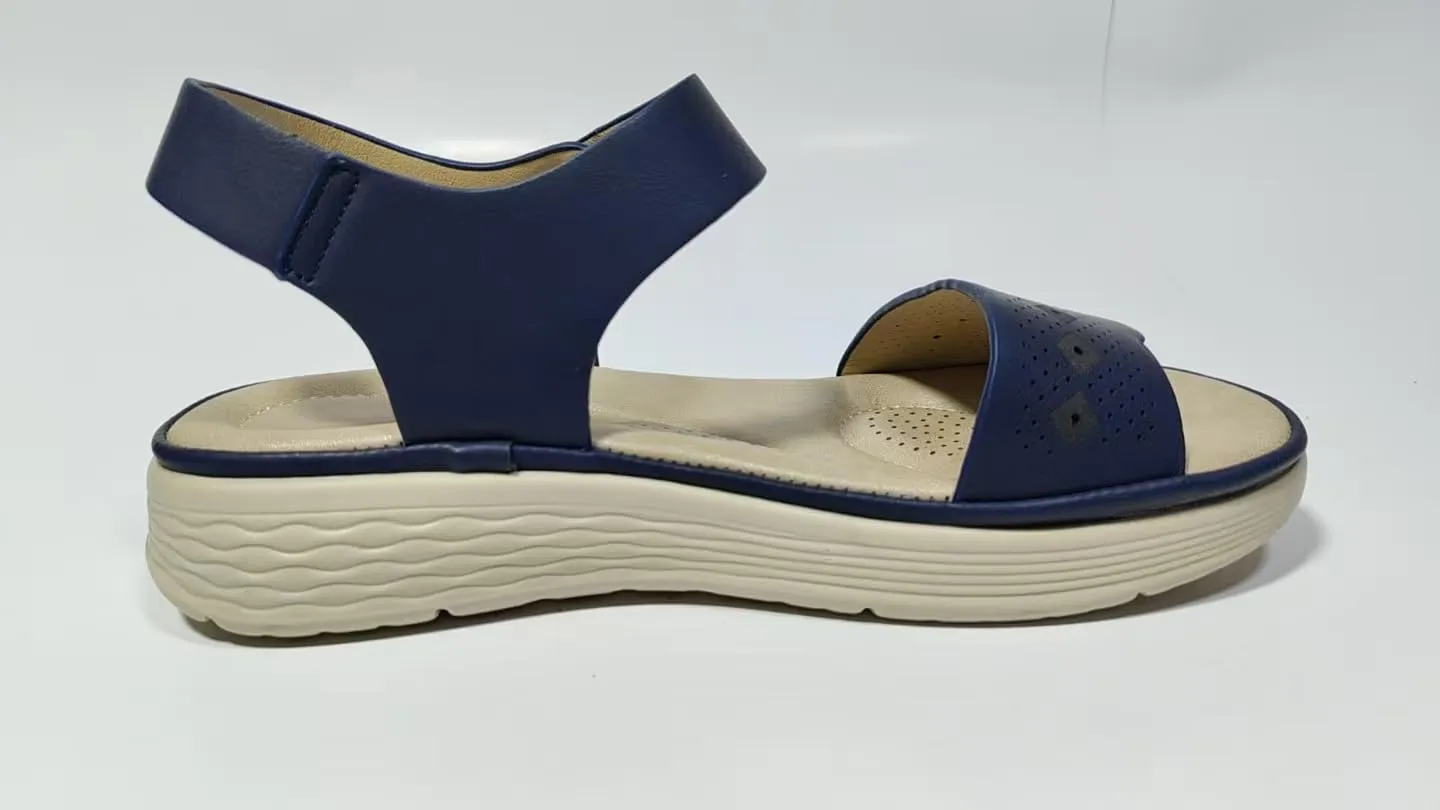 Women's Comfort Platform Sandals, Perforated PU Leather Upper, Lightweight Cushioned Sole, Brown