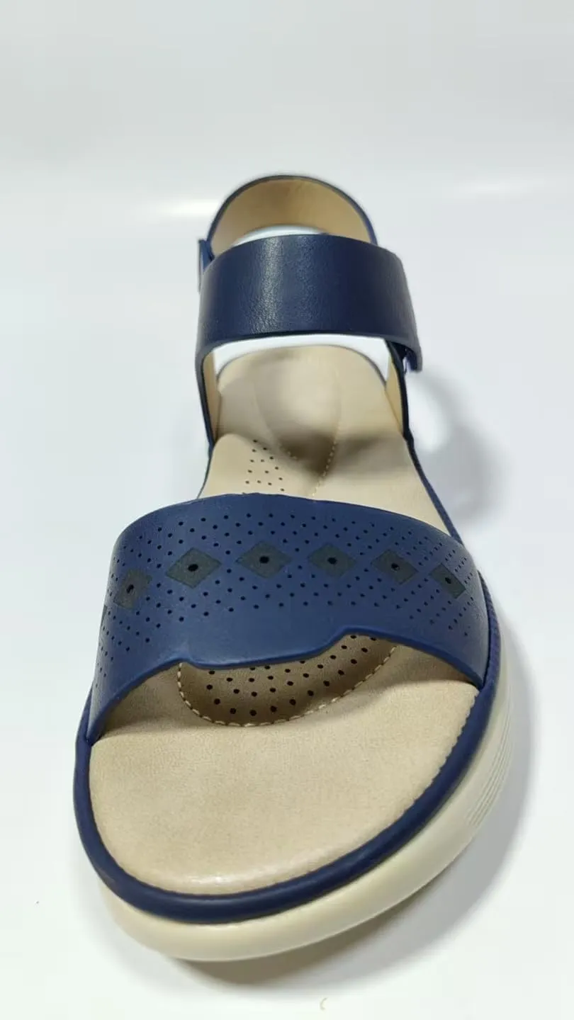 Women's Comfort Platform Sandals, Perforated PU Leather Upper, Lightweight Cushioned Sole, Brown