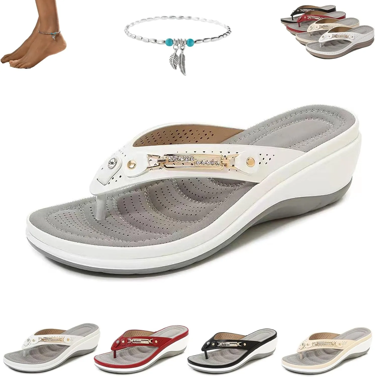 Women's Comfortable Breathable Mesh Orthopedic Sports Slippers - Arch Support, Summer Non-Slip Sandals for Women