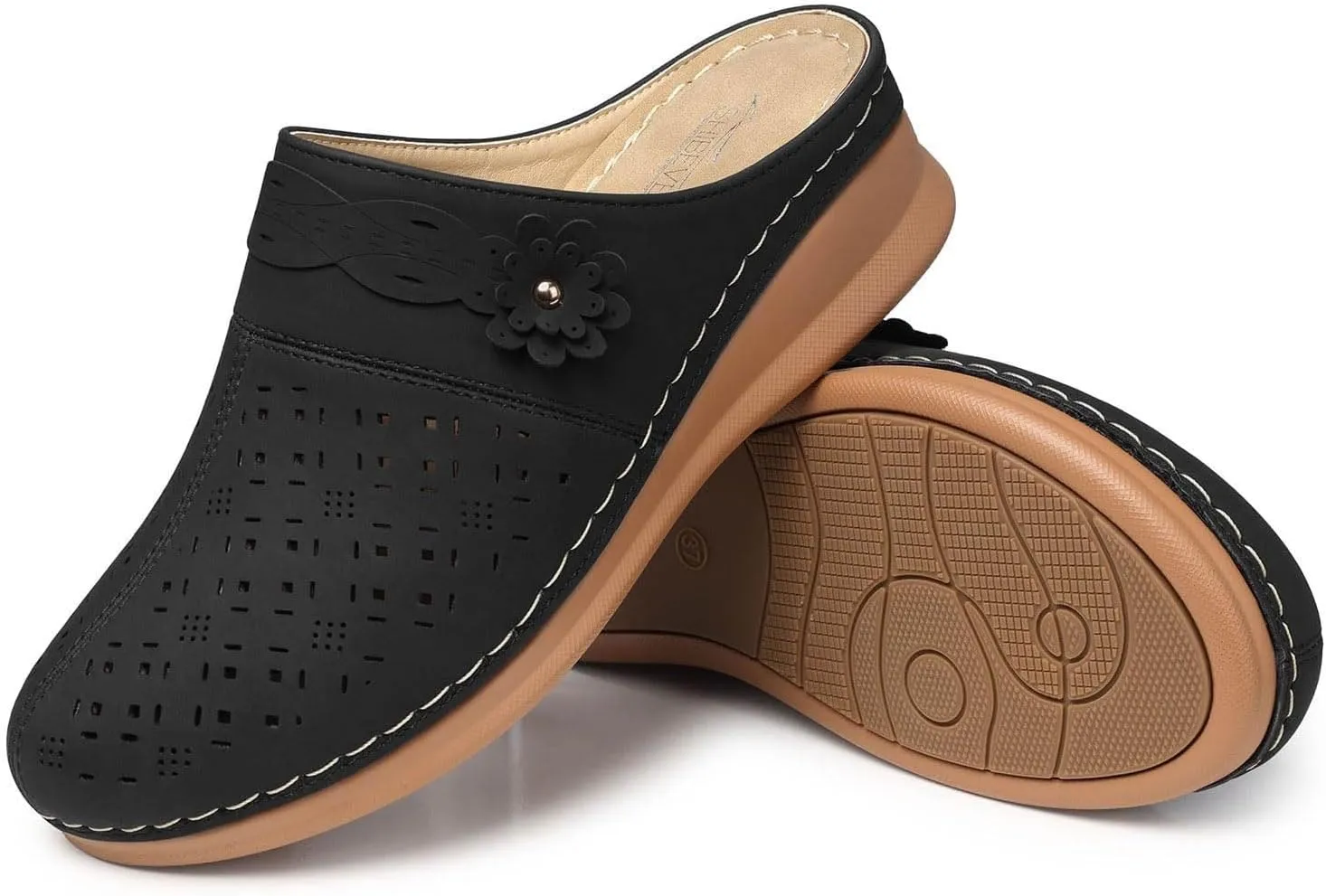 Women's Comfortable Floral Non Slip Breathable Thick Soled Large Size Mules Clogs Women's Slippers Women Jelly Sandals