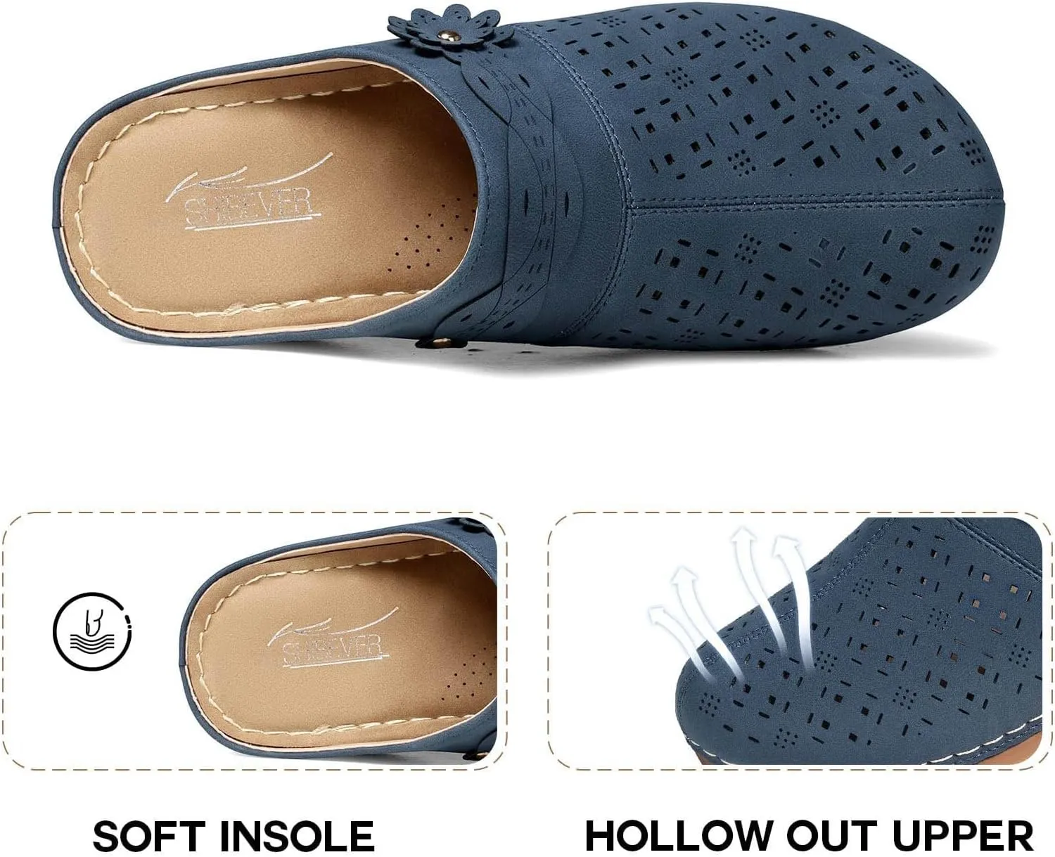 Women's Comfortable Floral Non Slip Breathable Thick Soled Large Size Mules Clogs Women's Slippers Women Jelly Sandals
