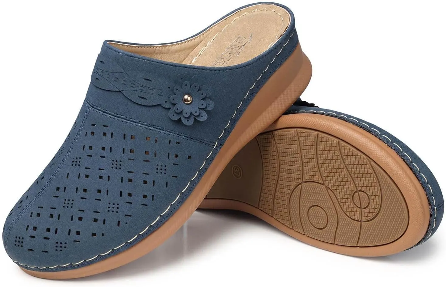 Women's Comfortable Floral Non Slip Breathable Thick Soled Large Size Mules Clogs Women's Slippers Women Jelly Sandals