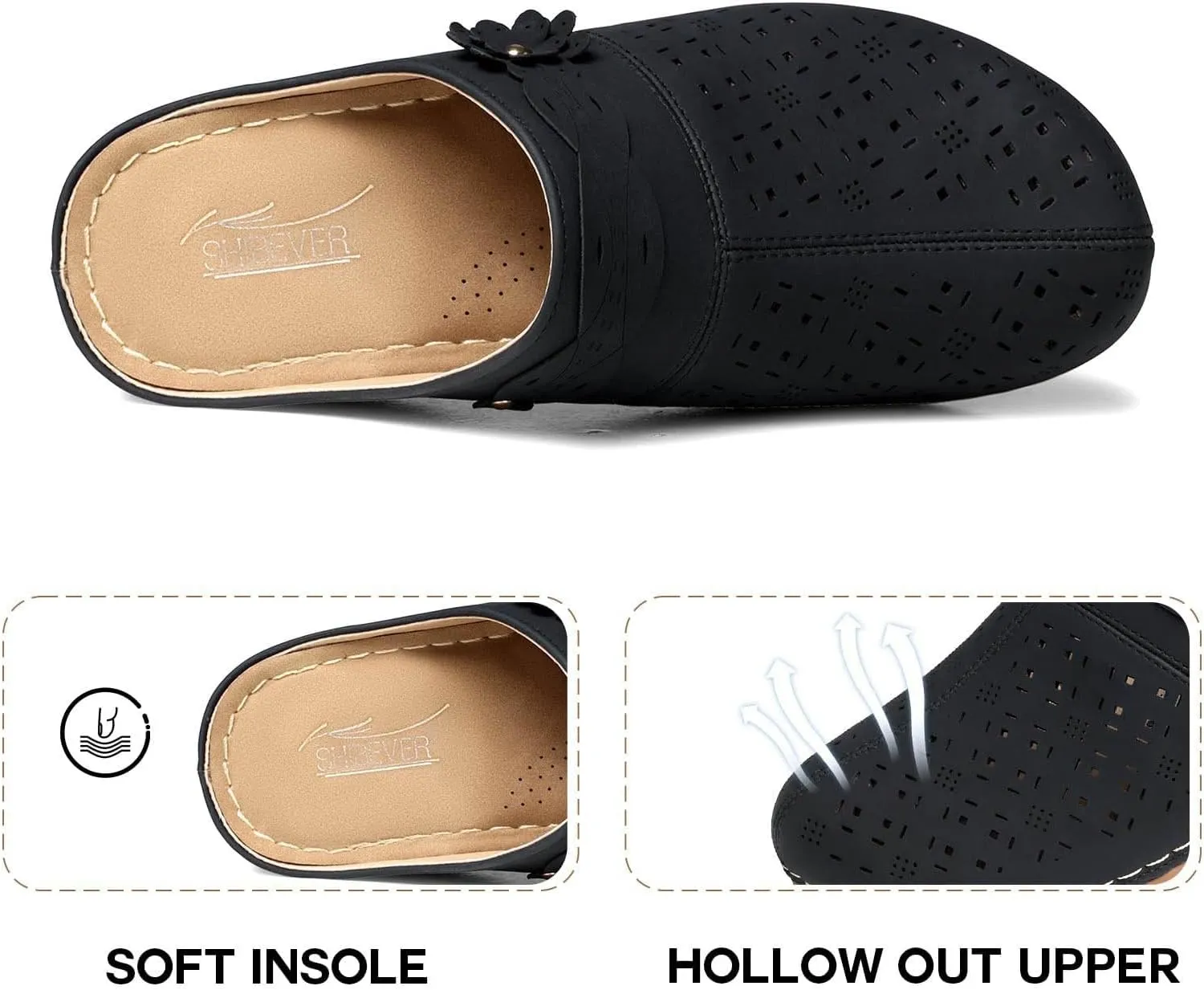 Women's Comfortable Floral Non Slip Breathable Thick Soled Large Size Mules Clogs Women's Slippers Women Jelly Sandals
