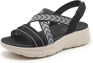Women's Comfortable Walking Sandal Lightweight Cushioned Hiking Sandals Platform Shoes for Women Slingback Woven With Straps Sandals