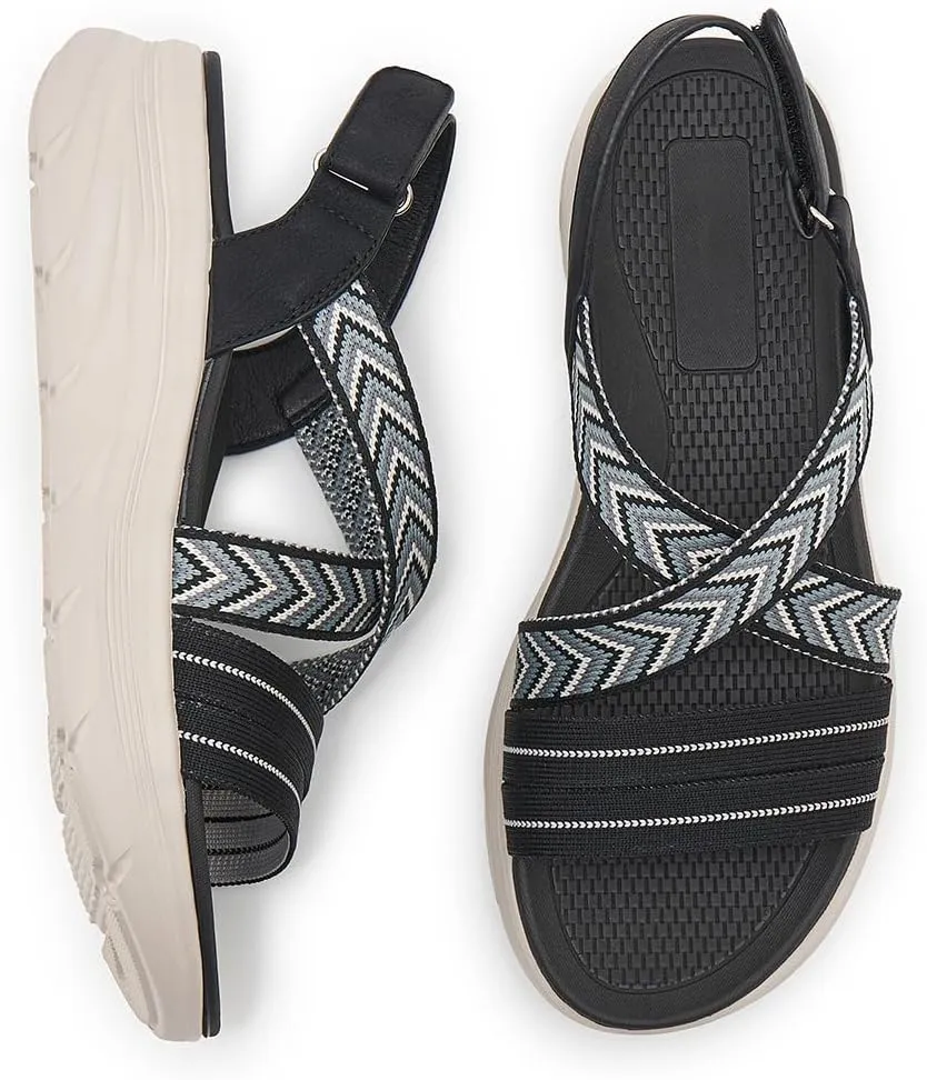 Women's Comfortable Walking Sandal Lightweight Cushioned Hiking Sandals Platform Shoes for Women Slingback Woven With Straps Sandals