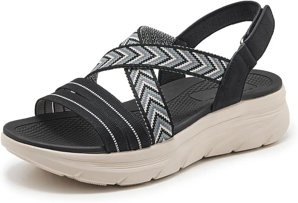 Women's Comfortable Walking Sandal Lightweight Cushioned Hiking Sandals Platform Shoes for Women Slingback Woven With Straps Sandals