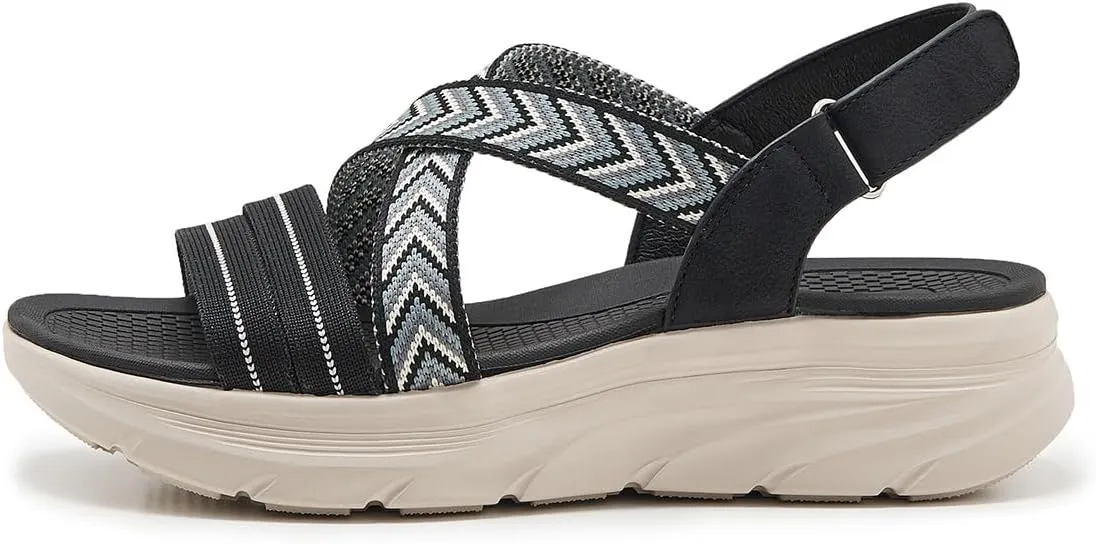 Women's Comfortable Walking Sandal Lightweight Cushioned Hiking Sandals Platform Shoes for Women Slingback Woven With Straps Sandals