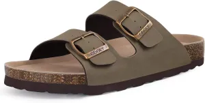 Women's Cork Footbed Slide Sandal, Arch Support Summer Outdoor Sandals with Adjustable Buckle