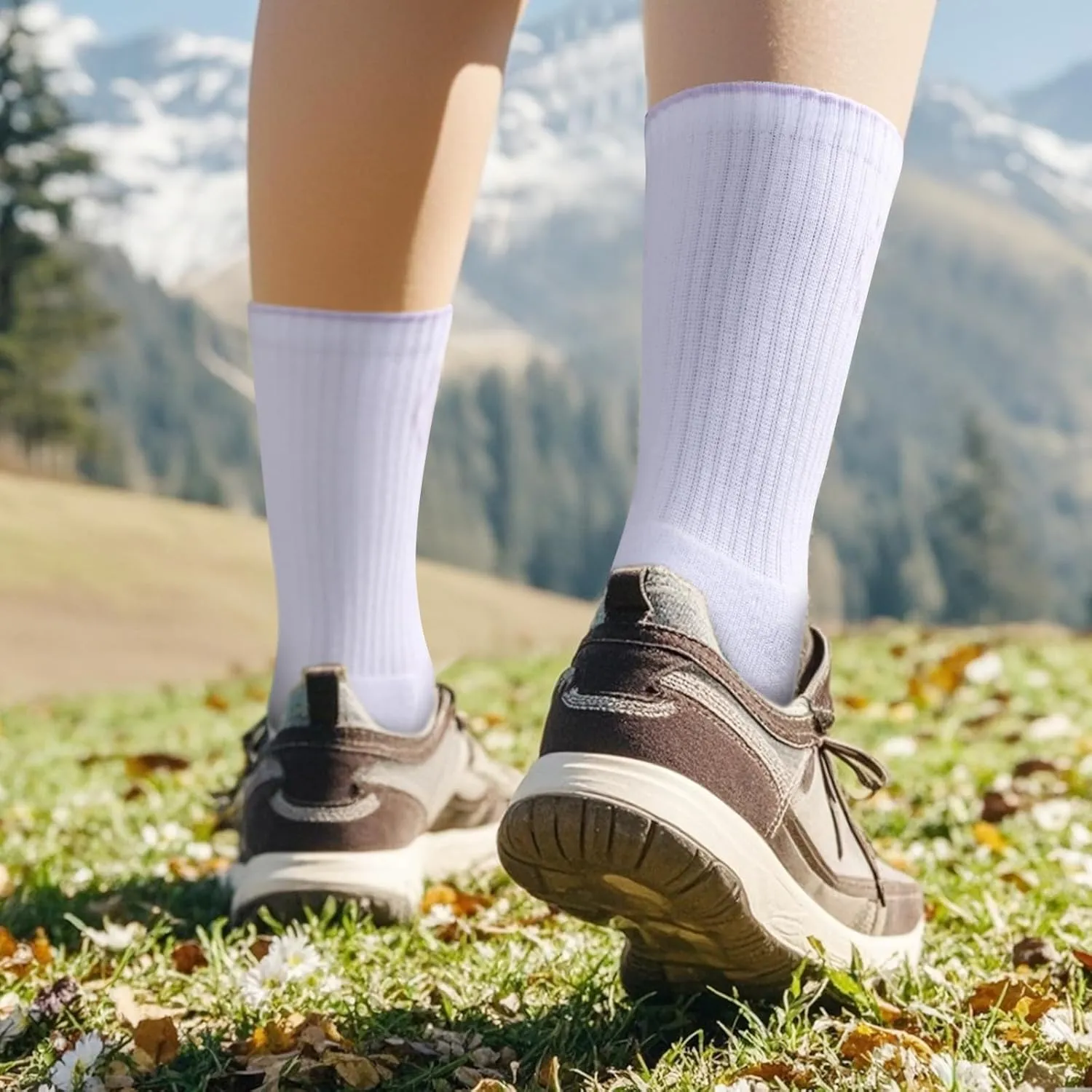 Womens Cushioned Crew Socks For Women, Sweat Wicking Breathable Cotton Casual Everyday Athletic Socks, 5 Pairs