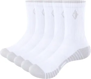 Womens Cushioned Crew Socks For Women, Sweat Wicking Breathable Cotton Casual Everyday Athletic Socks, 5 Pairs