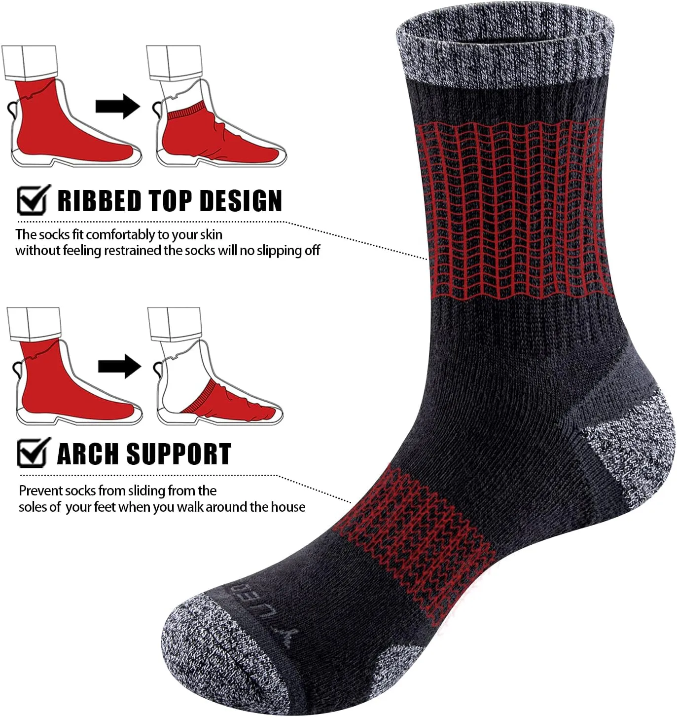 Women's Cushioned Crew Socks Moisture Wicking Gym Tennis Running Training Casual Athletc Socks For Women, 5 Pairs