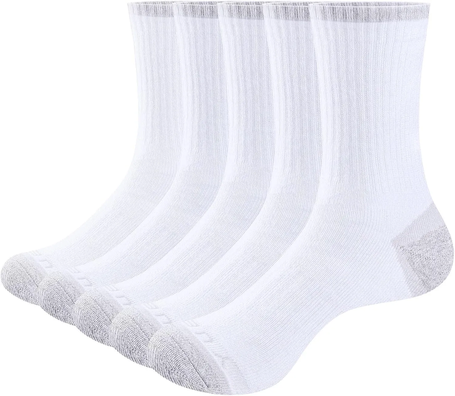 Women's Cushioned Crew Socks Moisture Wicking Gym Tennis Running Training Casual Athletc Socks For Women, 5 Pairs