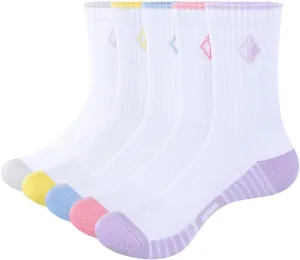Women's Cushioned Crew Socks Moisture Wicking Gym Tennis Running Training Casual Athletc Socks For Women, 5 Pairs