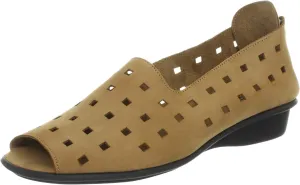 Womens Evonne Nubuck Cut Outs Slip On Flats Casual - Black