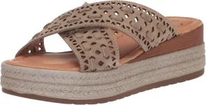 Women's Exa-Italy Wedge Sandal, Taupe Suede Leather, 9.5 Narrow