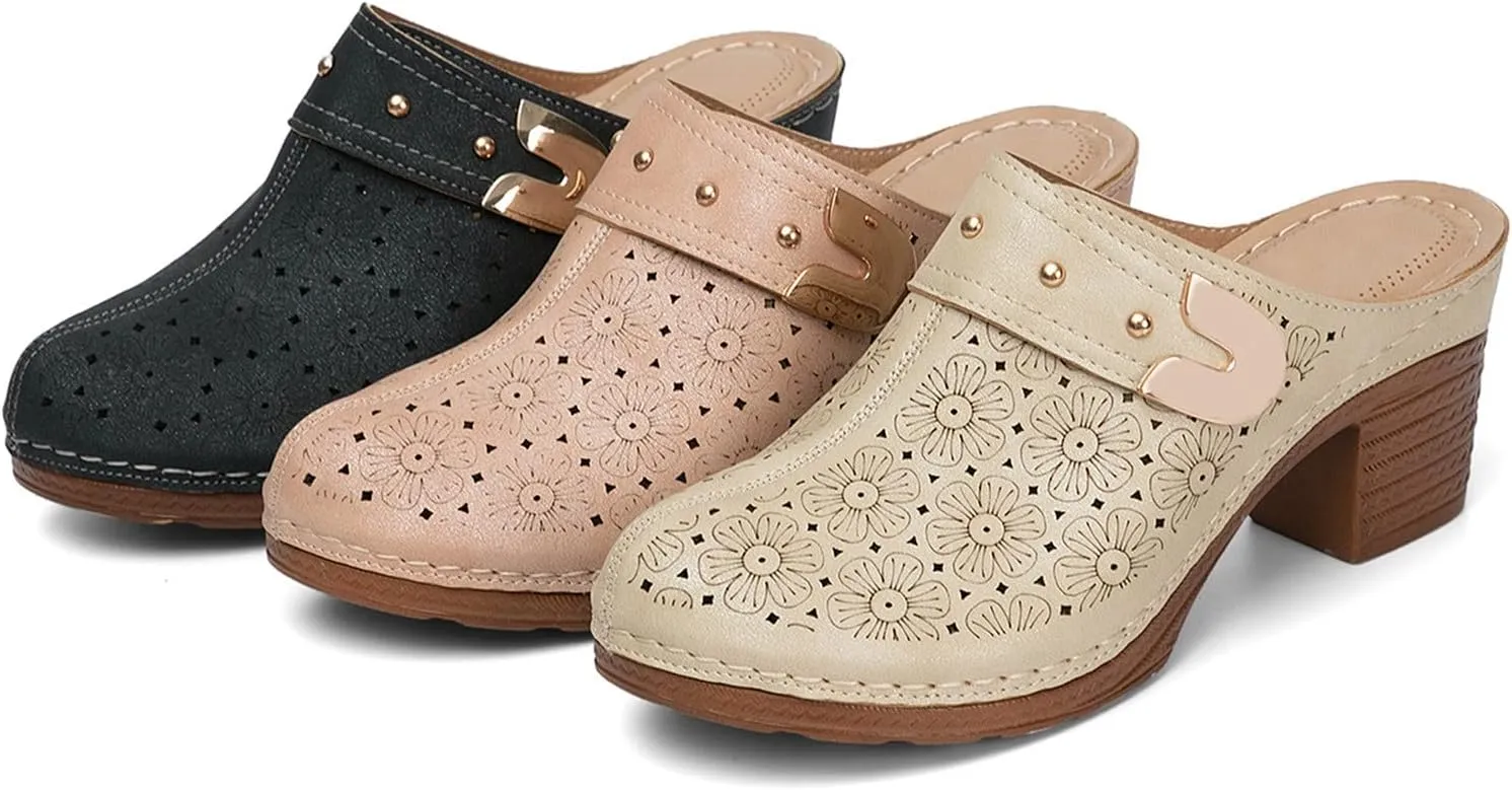 Women's Fashion Casual High Heel Thick Antique Embroidered Hollow Sandals Wool Slipper Socks for Women Indoor