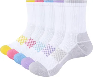 Womens Gym Tennis Casual Everyday Work Training Athletic Socks For Women, Moisture Wicking Cushioned Crew Socks