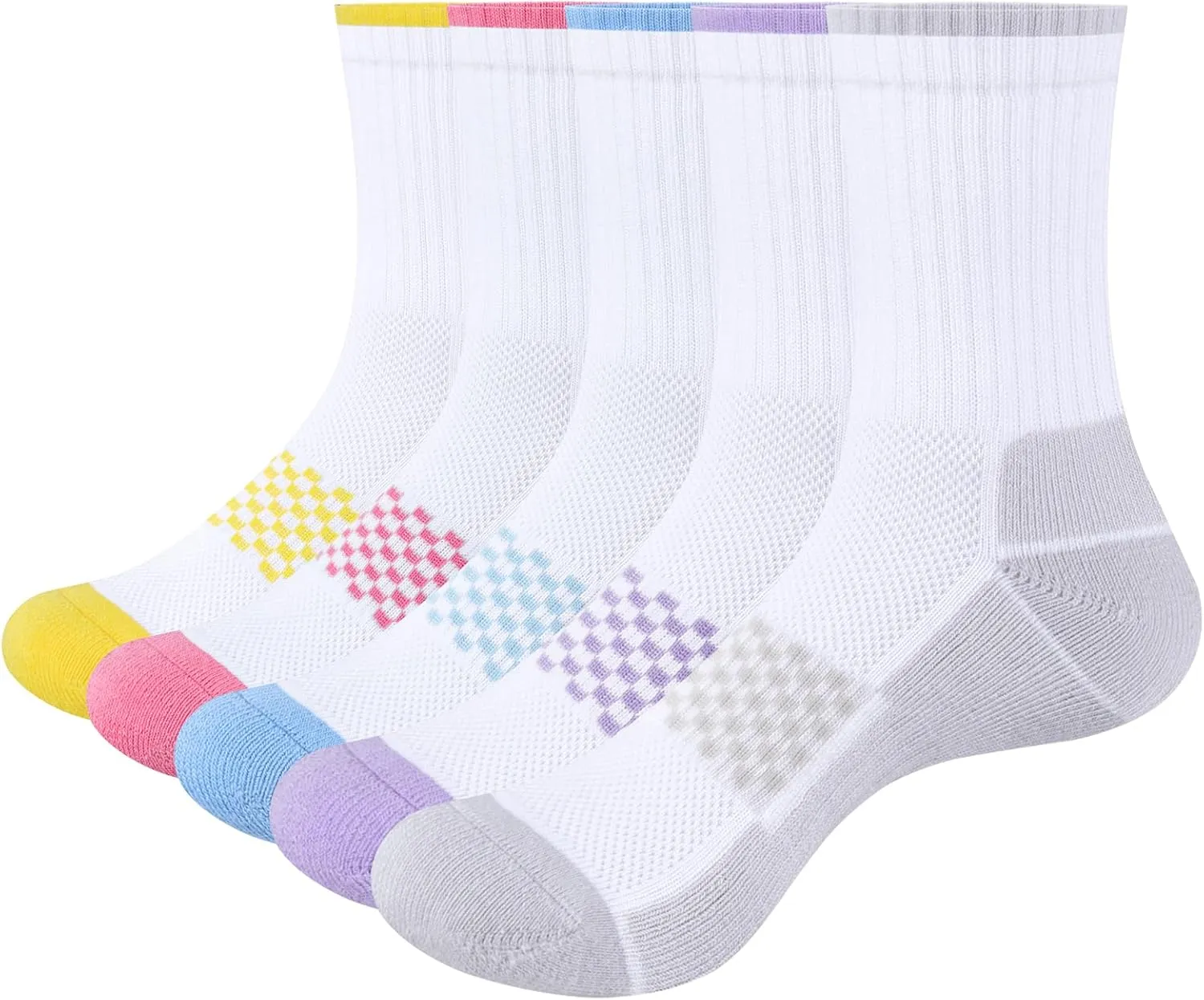 Womens Gym Tennis Casual Everyday Work Training Athletic Socks For Women, Moisture Wicking Cushioned Crew Socks