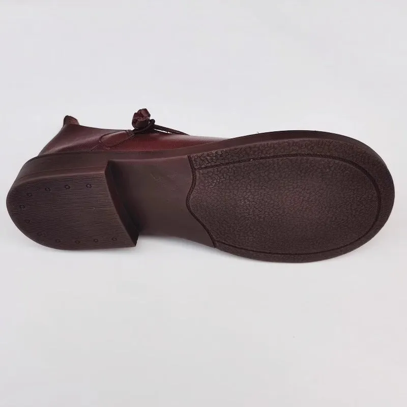 Women's Handmade Leather Wide Toe Box Casual Flats Slip-on Shoes