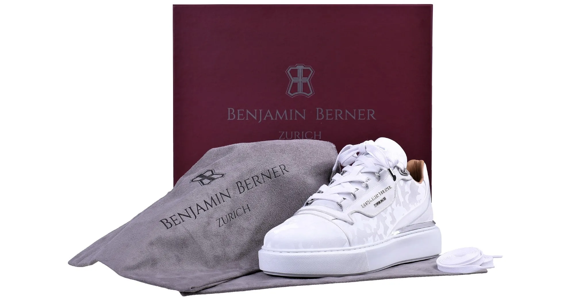 Women's Low-Top BNJ RAPHAEL  WHITE REFLECTIVE CAMOUFLAGE CALFSKIN