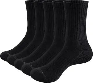 Womens Moisture Wicking Cushioned Cotton Casual Everyday Work Gym Training Athletic Crew Socks for Women, 5 Pairs