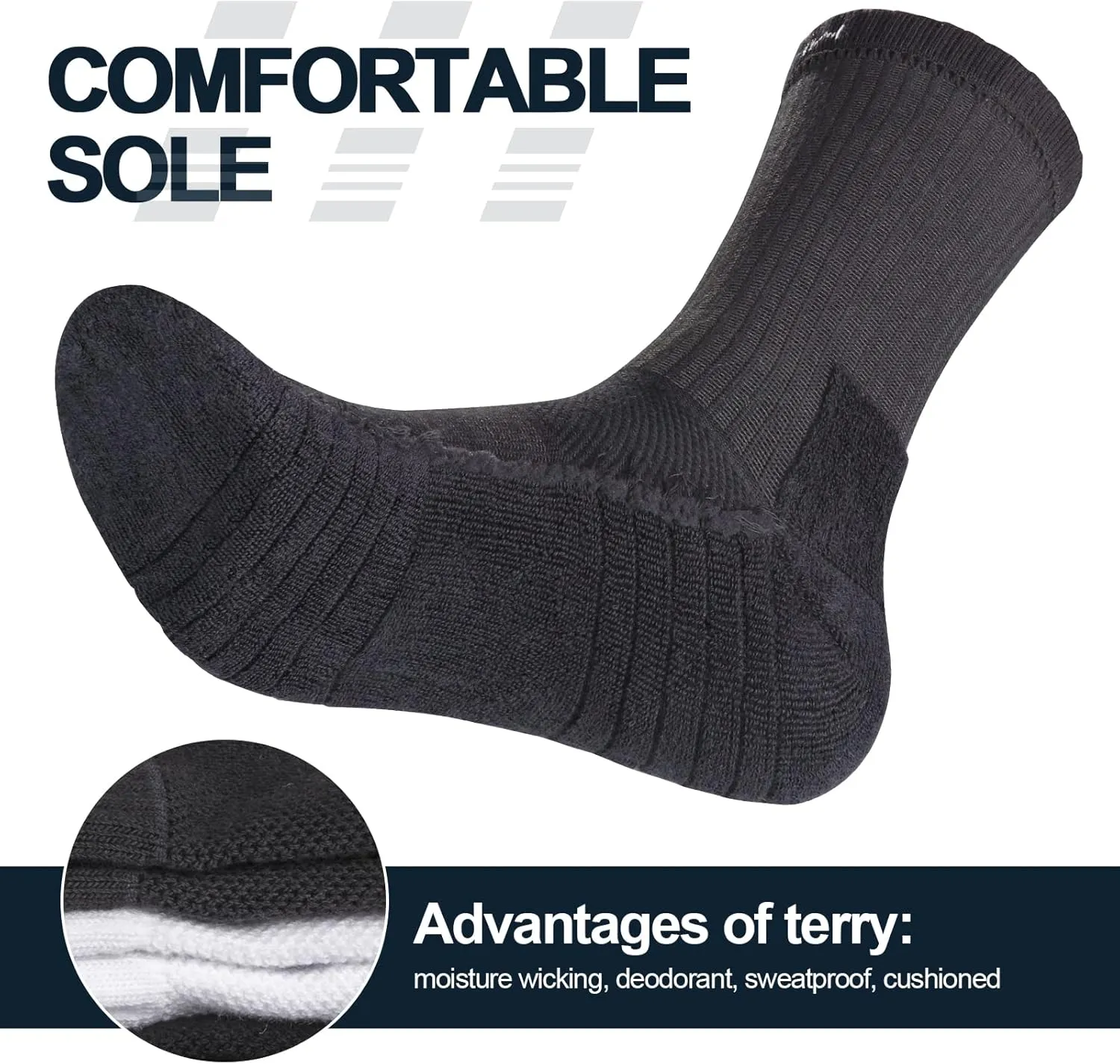Womens Moisture Wicking Cushioned Cotton Casual Everyday Work Gym Training Athletic Crew Socks for Women, 5 Pairs