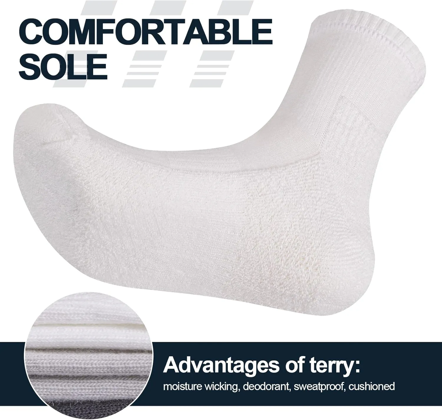 Womens Moisture Wicking Cushioned Cotton Casual Everyday Work Gym Training Athletic Crew Socks for Women, 5 Pairs