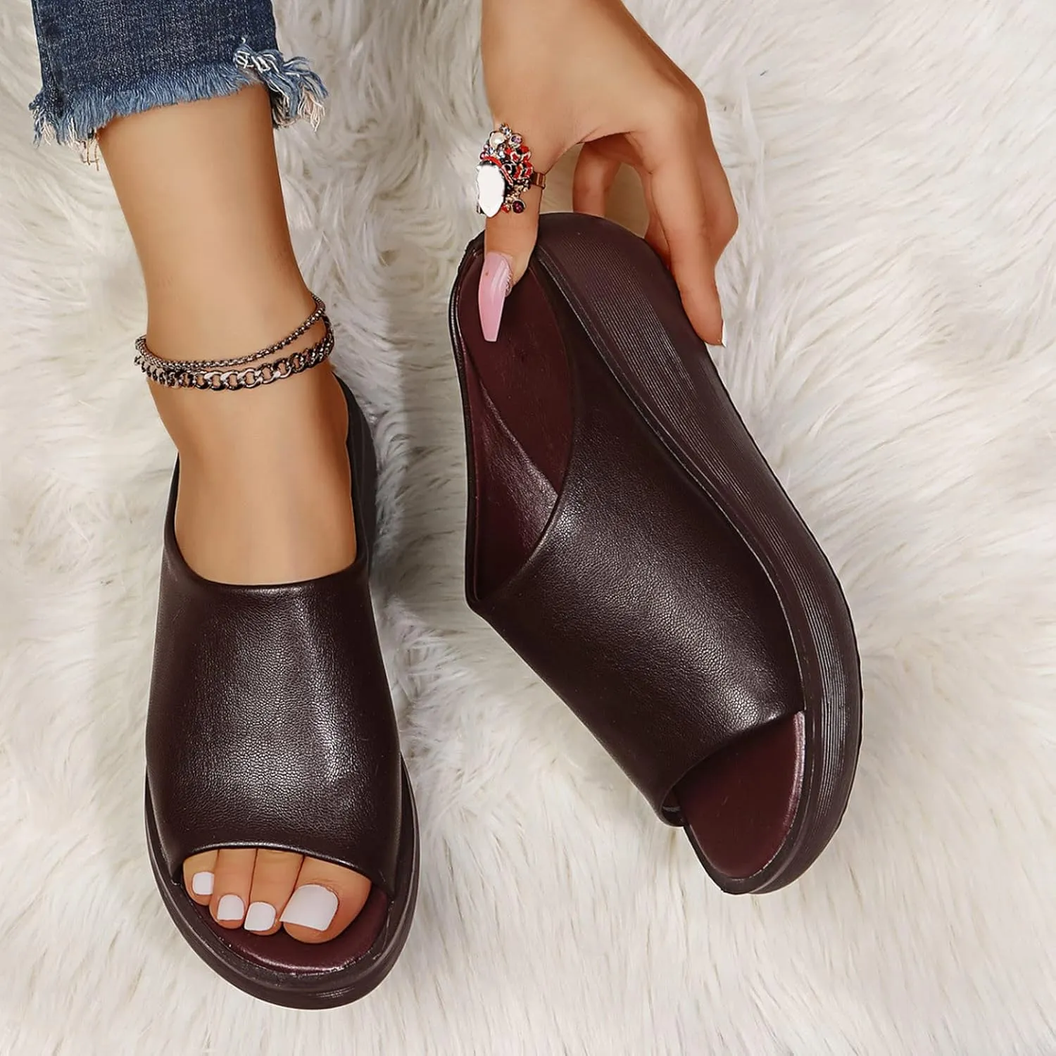 Womens Orthopedic Sandals with Arch Support Wedge Open Toe Ladies Platform Dressy Casual Comfortable Outdoor Shoes