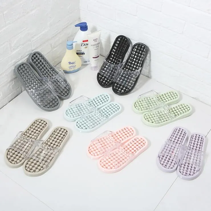 Women's Plastic Flip Flops Slippers House Massage Soft Hollow Bottom Leaky Bath Shower Bath Sandals Bathroom