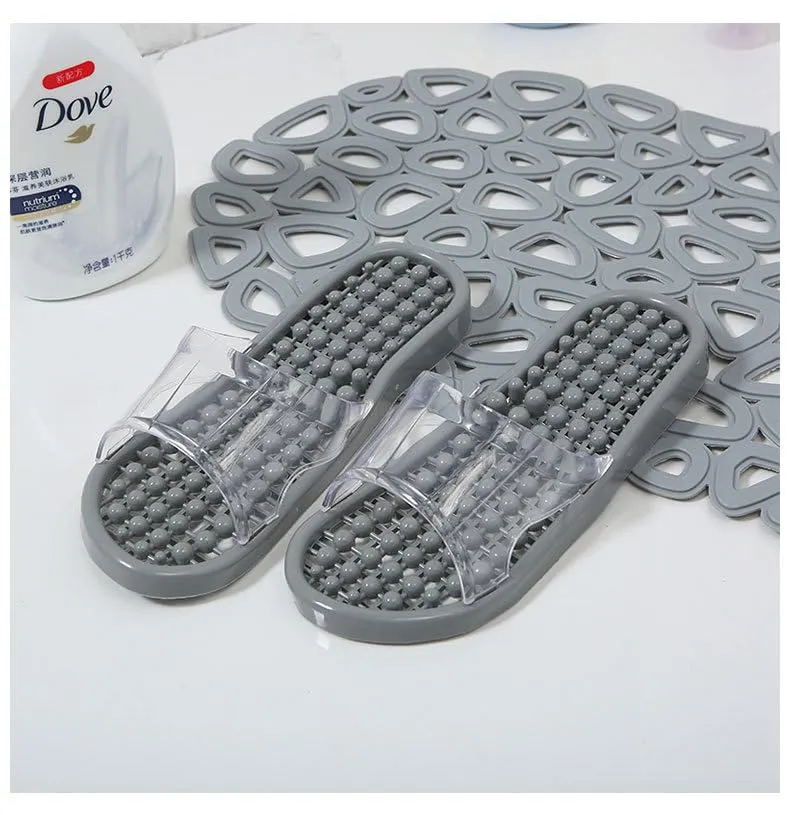 Women's Plastic Flip Flops Slippers House Massage Soft Hollow Bottom Leaky Bath Shower Bath Sandals Bathroom