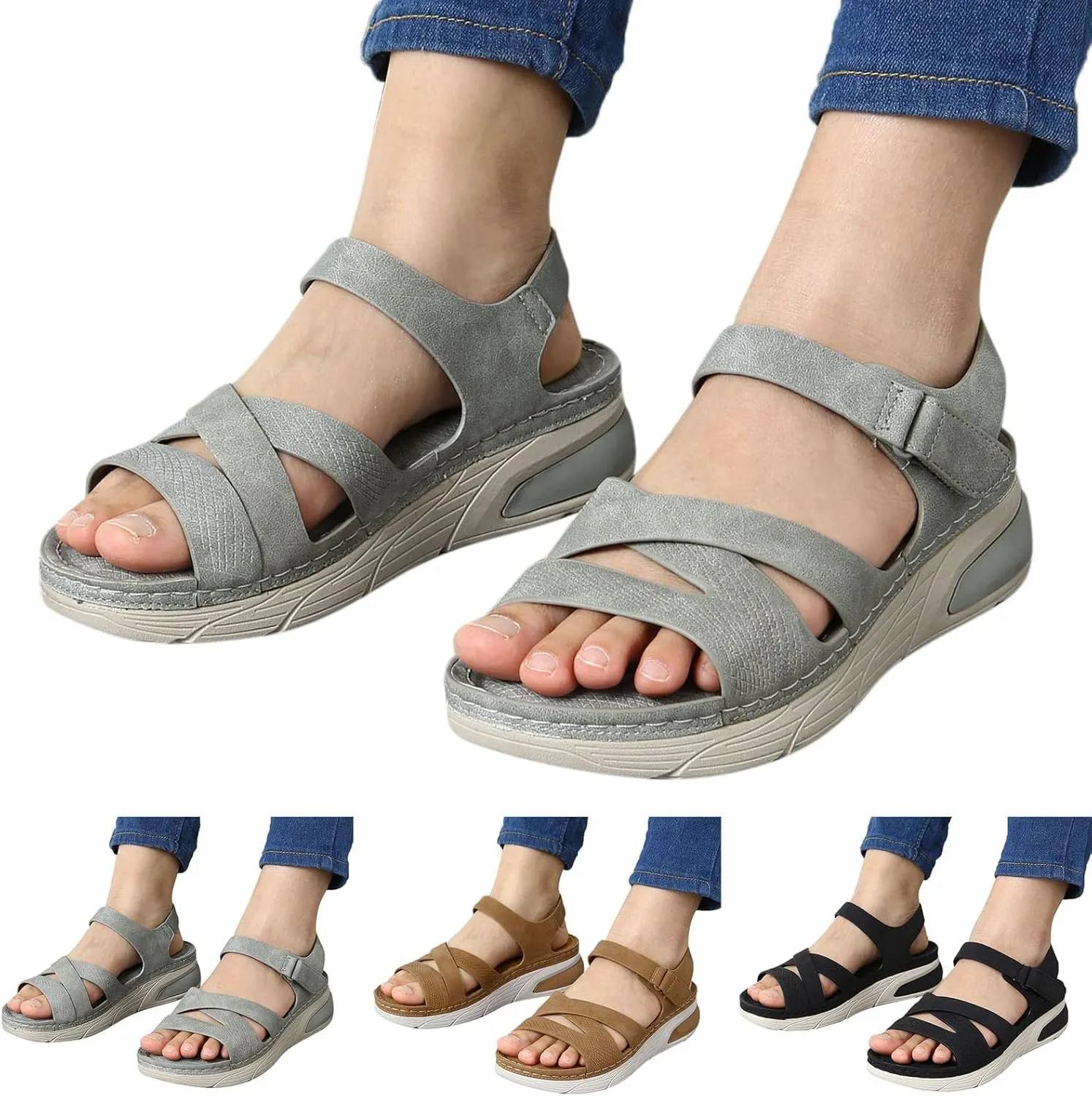 Women's Platform & Wedge Sandals Arch Support Sport Sandals Comfortable Walking Sandal with Adjustable Hooks