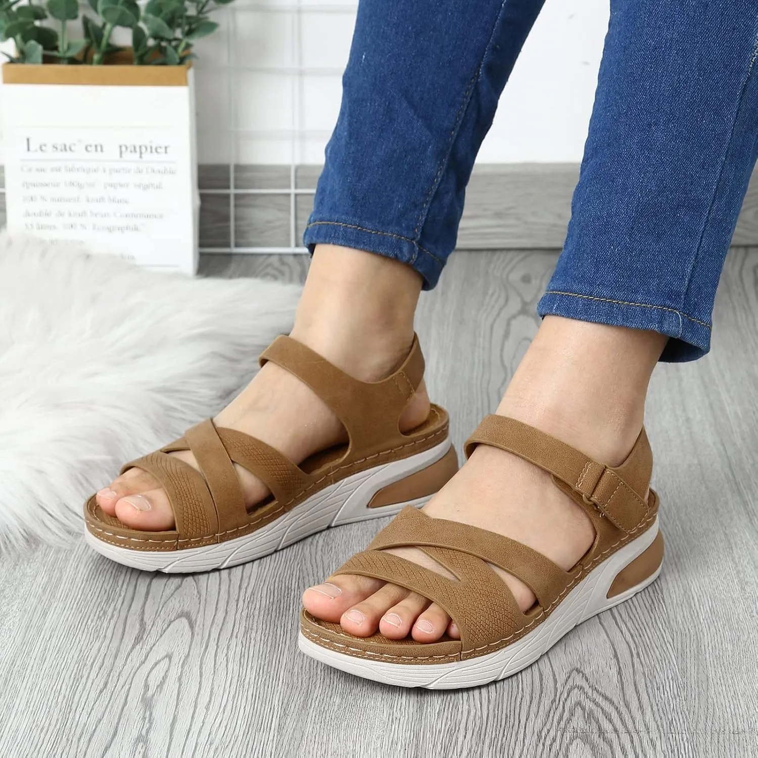Women's Platform & Wedge Sandals Arch Support Sport Sandals Comfortable Walking Sandal with Adjustable Hooks