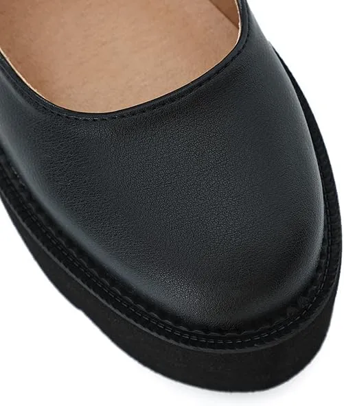 Women's Platform Mary Jane Shoes Vintage Round Toe Buckle Strap Casual Slip-on Walking Shoes