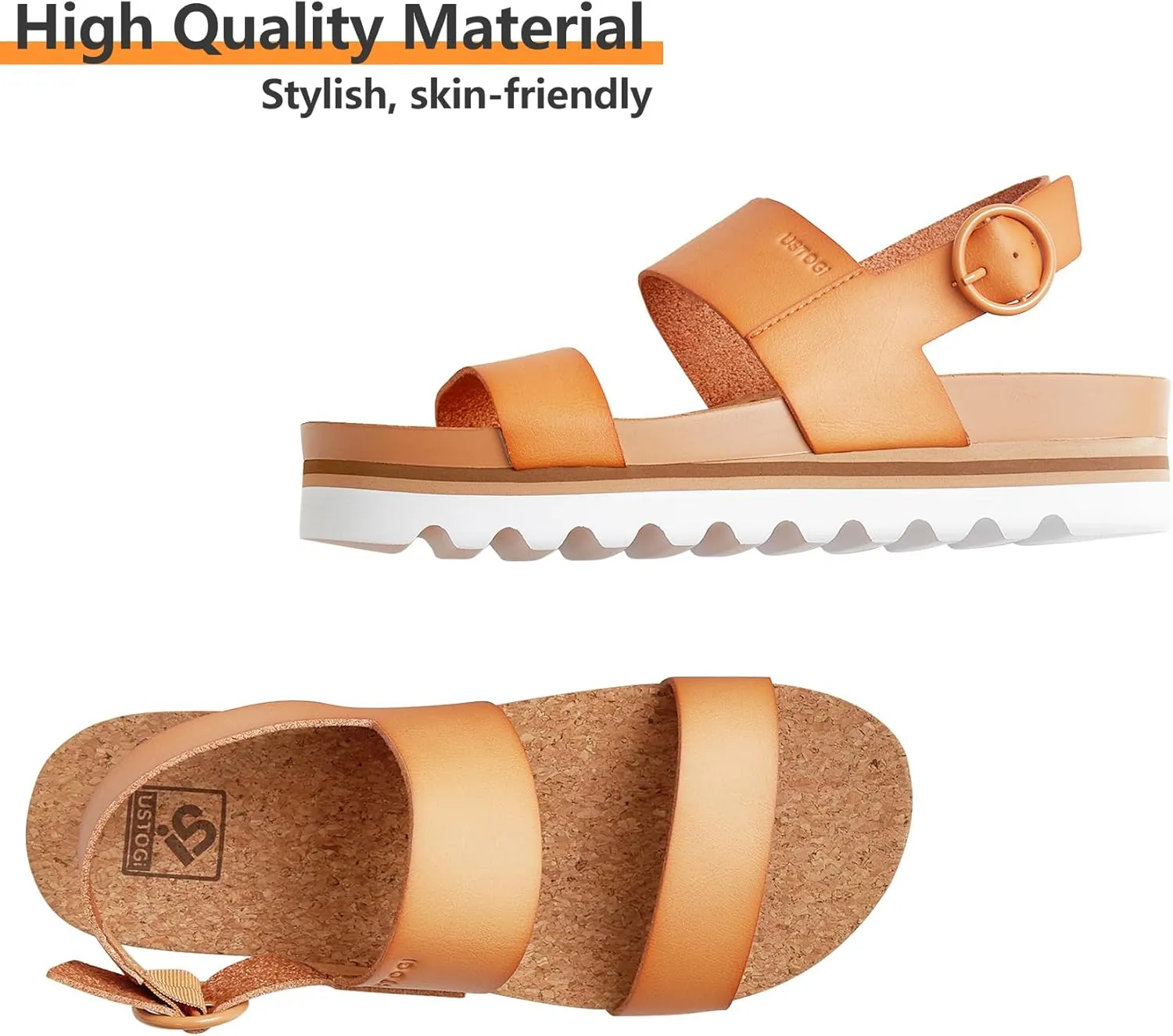 Women's Platform Sandals Arch Support Beach Slides for Woman Orthotic Summer Causal Cork Footbed Adjustable Buckle Elastic Band Cushion Cute Flatform sandalias de mujer