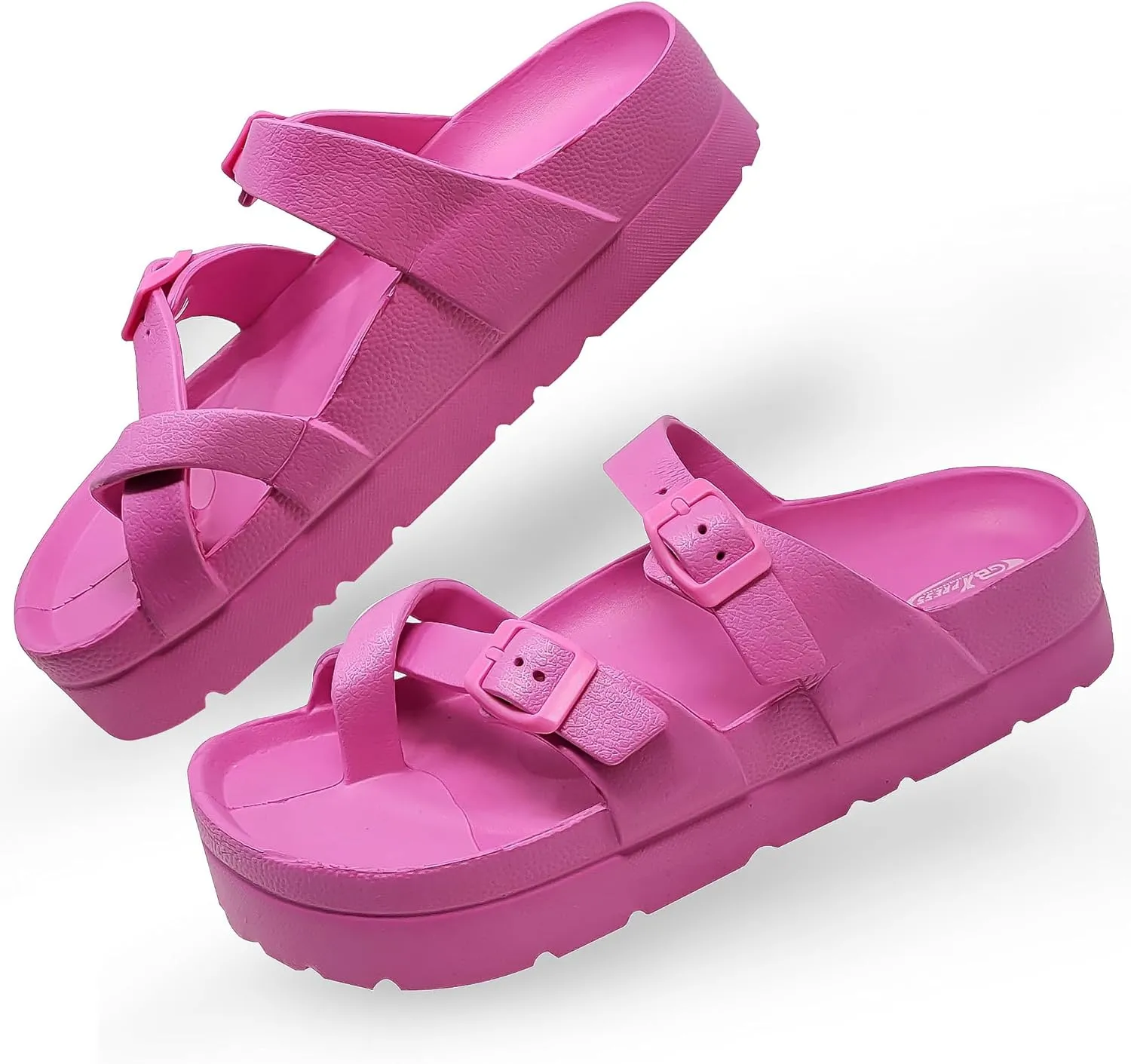 Women's Platform Sandals - Arch Support, Comfortable Foam Slides with Adjustable Buckle, Lightweight Thick Soles | Ultra Cushion